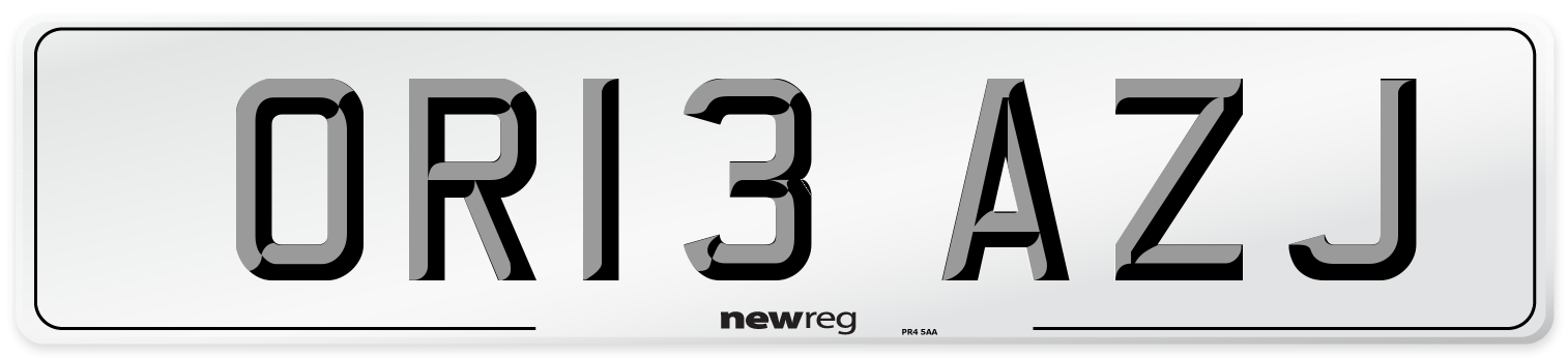 OR13 AZJ Number Plate from New Reg
